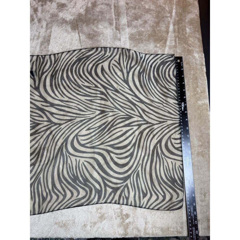 Women's Black Beige Animal Print Sheer Chiffon Square Scarf 20x 21 in
